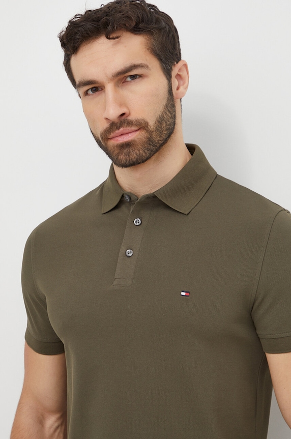 Πόλο Tommy Hilfiger slim πράσινο MW0MW17771