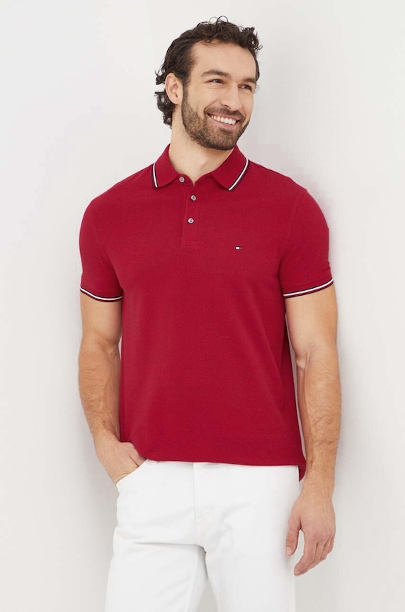 Tommy Hilfiger polo wzorzyste bordowy MW0MW30750