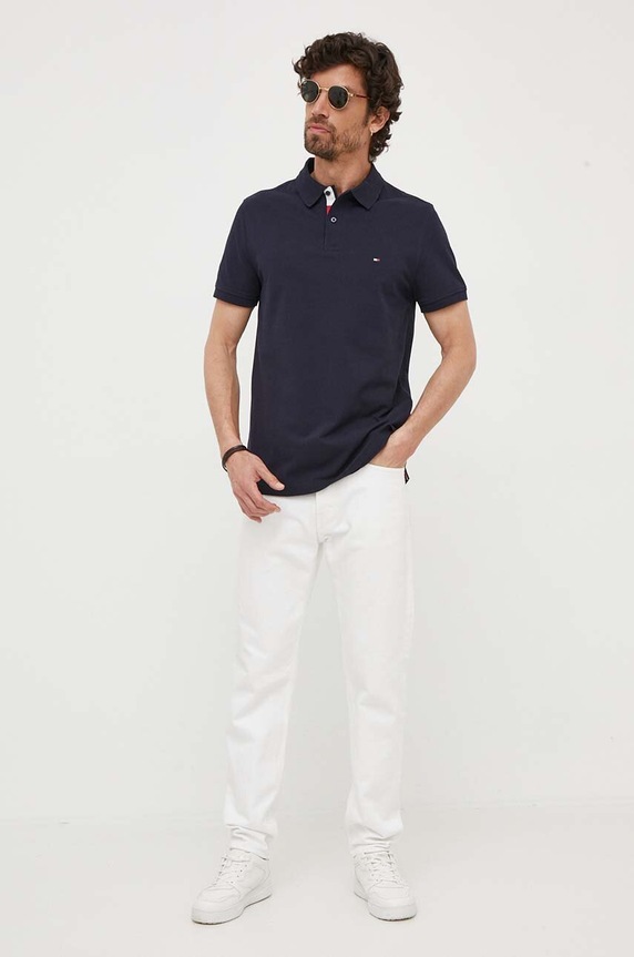 Tommy Hilfiger polo bawełniane MW0MW31684 granatowy AW23