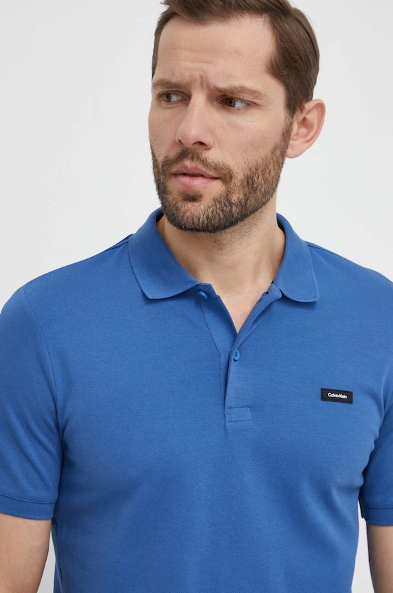 Πόλο Calvin Klein slim μπλε K10K111196