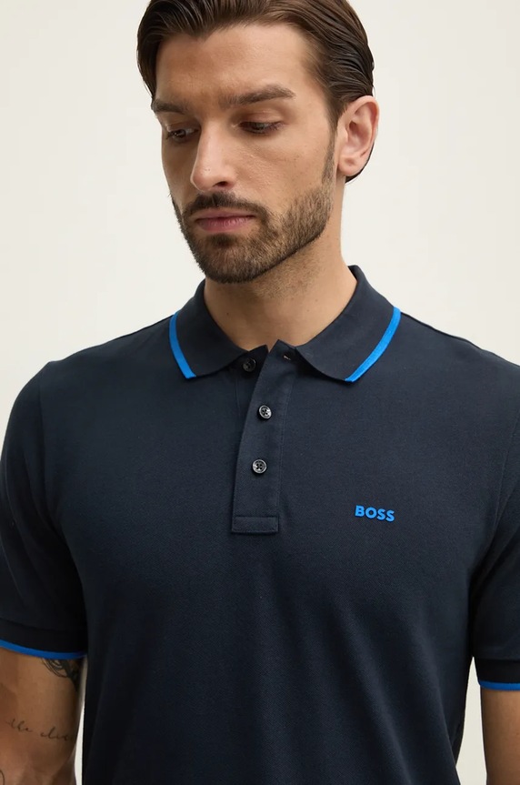 Bavlnené polo tričko BOSS Parlay 190 tmavomodrá 50494697
