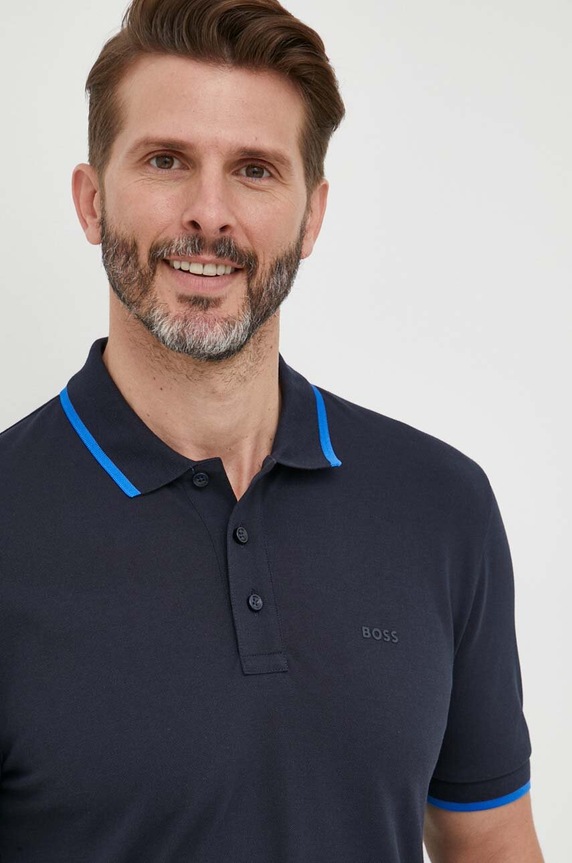 BOSS polo bawełniane Parlay 190 50494697 granatowy