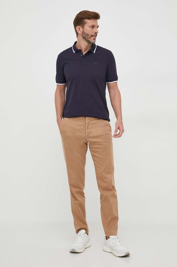 BOSS polo bawełniane Parlay 190 50494697 granatowy SS26