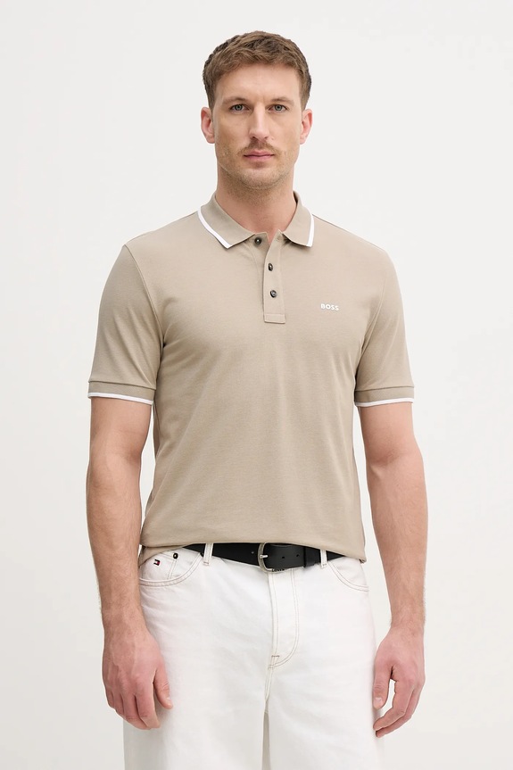 BOSS polo in cotone verde 50494697