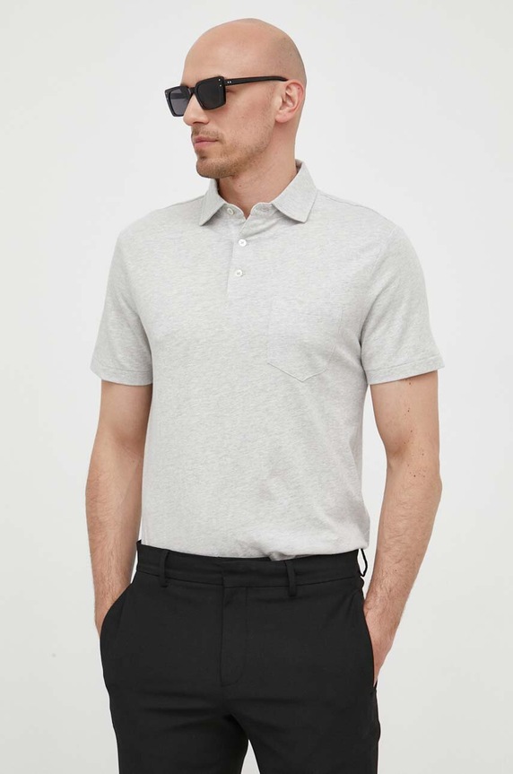 Polo Ralph Lauren polo z domieszką lnu slim szary 710870462