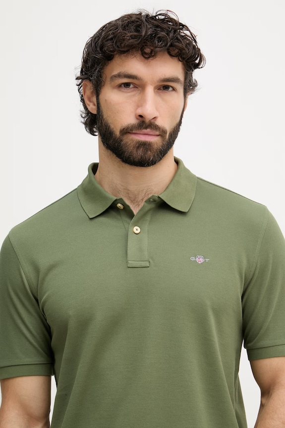 Gant polo da uomo in cotone verde 2210.