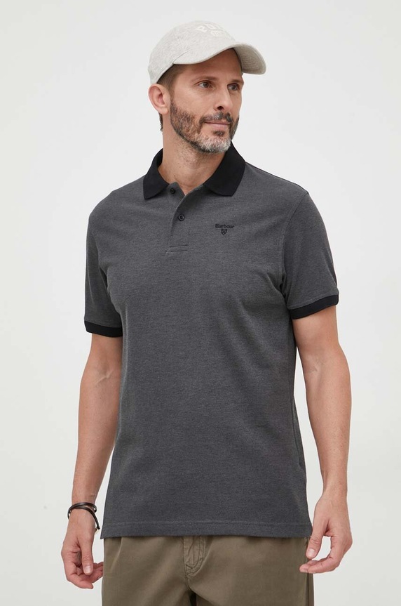 Barbour polo bawełniane bawełna czarny MML0628