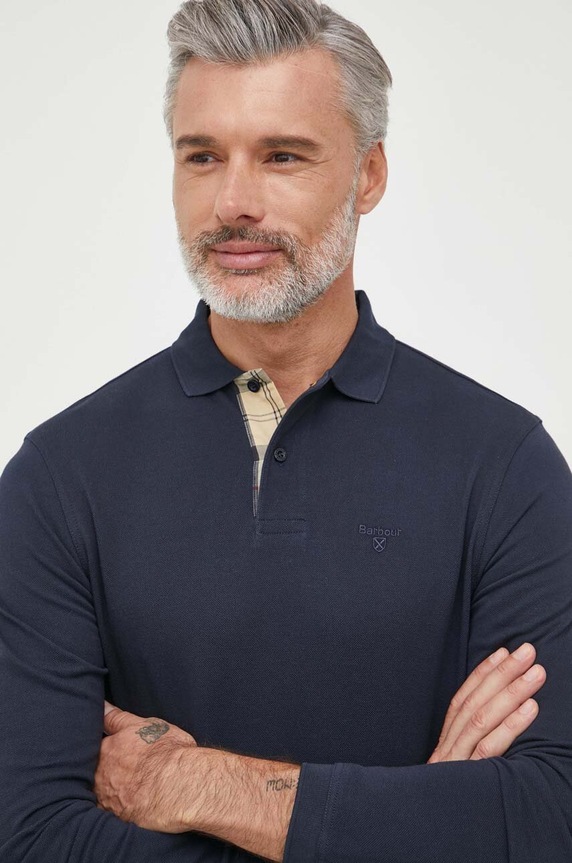 Barbour longsleeve bawełniany MML0705 granatowy