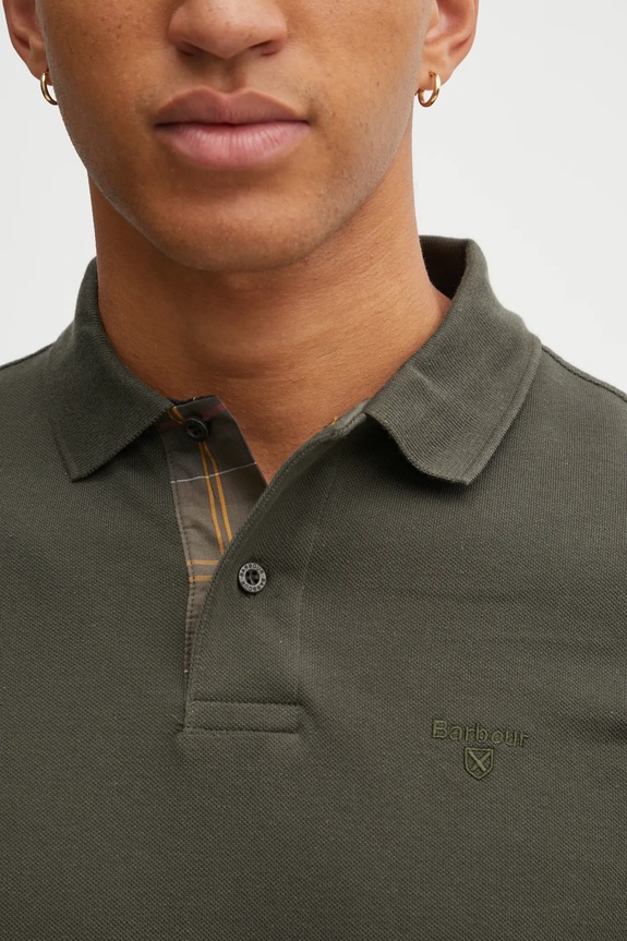 Памучна блуза с дълги ръкави Barbour зелен MML0705