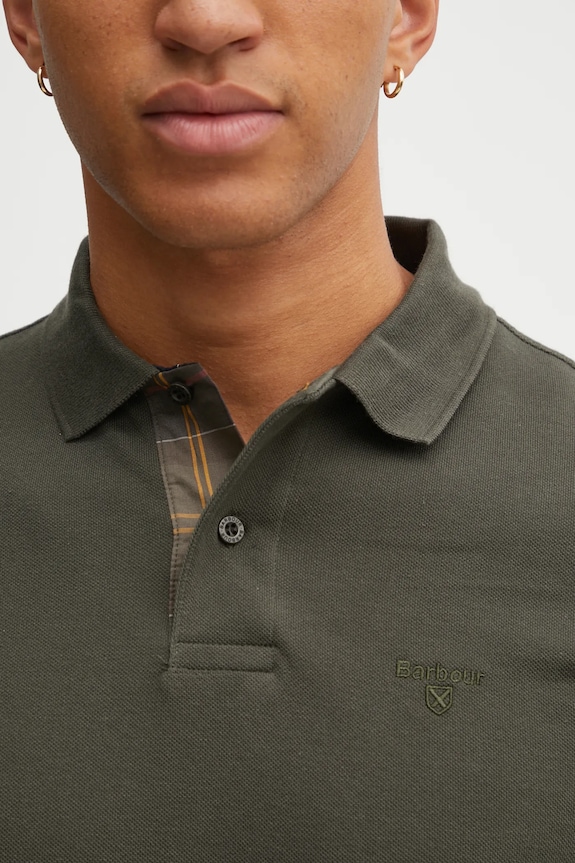 Памучна блуза с дълги ръкави Barbour зелен MML0705