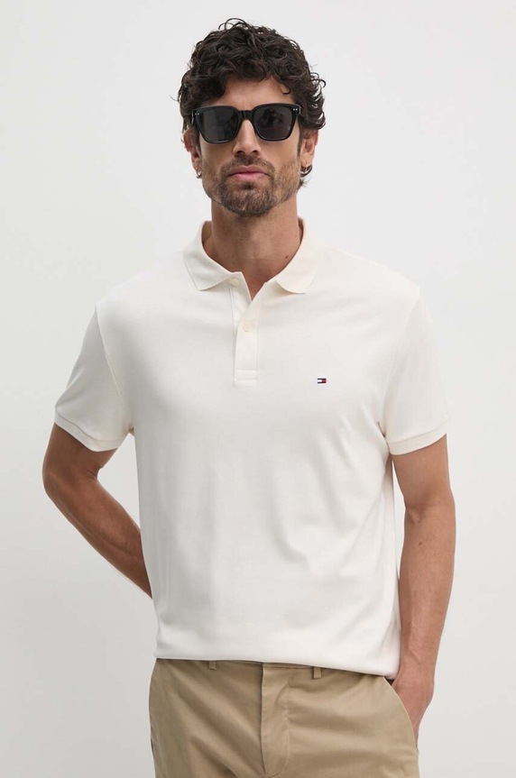 Odzież Tommy Hilfiger polo bawełniane MW0MW35585 beżowy