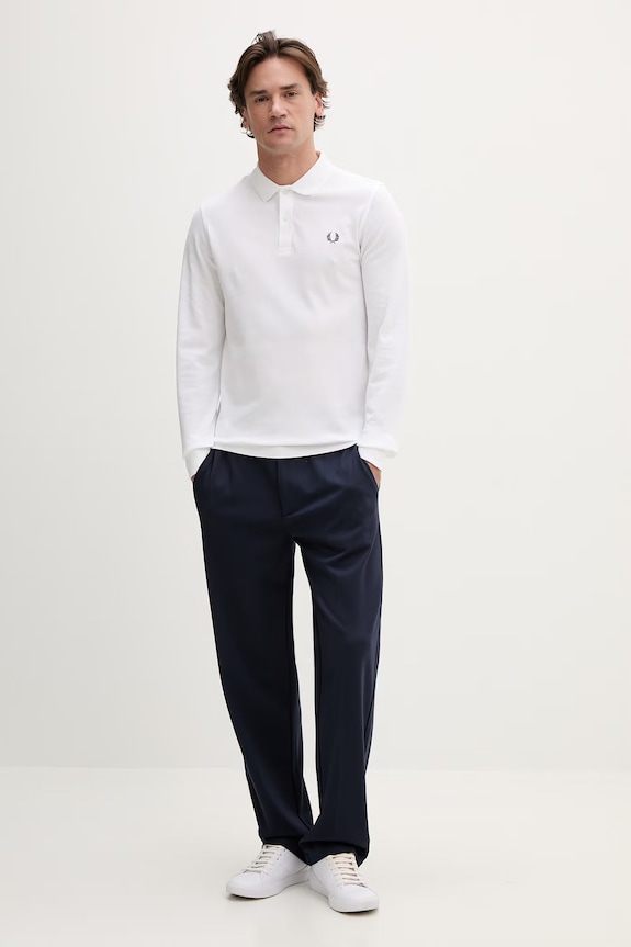Fred Perry longsleeve din bumbac M6006.100 alb AA00