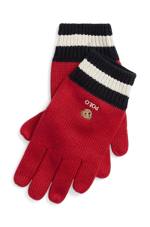 Polo Ralph Lauren rękawiczki dziecięce drobny wzór czerwony 323920676002