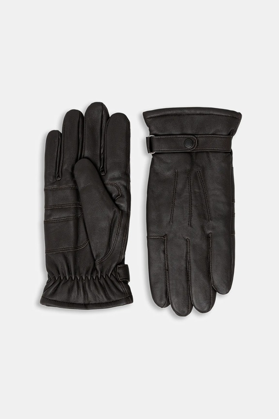 Шкіряні рукавички Barbour гладкий коричневий MGL0009