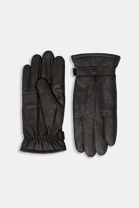 Шкіряні рукавички Barbour гладкий коричневий MGL0009