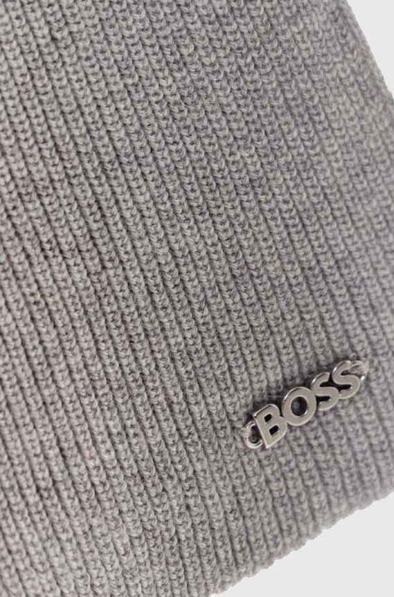 Μάλλινος σκούφος και κασκόλ BOSS 50502539 γκρί