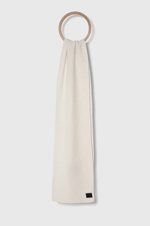 AllSaints szalik z domieszką wełny dzianina beżowy AS101347