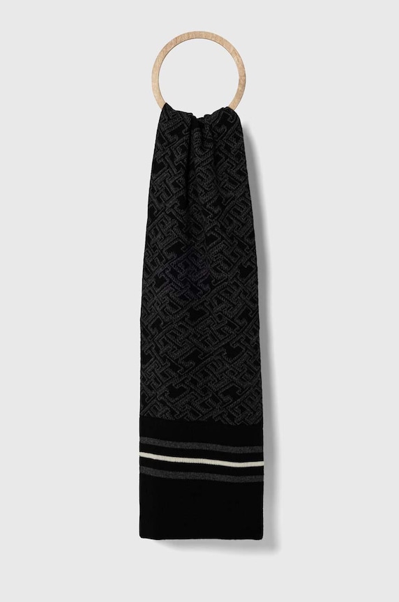 Tommy Hilfiger szalik wełniany wełna czarny AM0AM12110