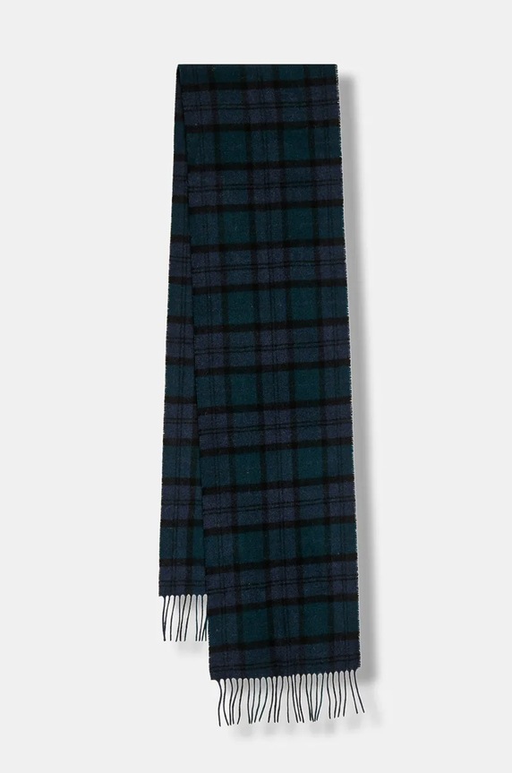 Μάλλινο κασκόλ Barbour μαλλί σκούρο μπλε USC0001