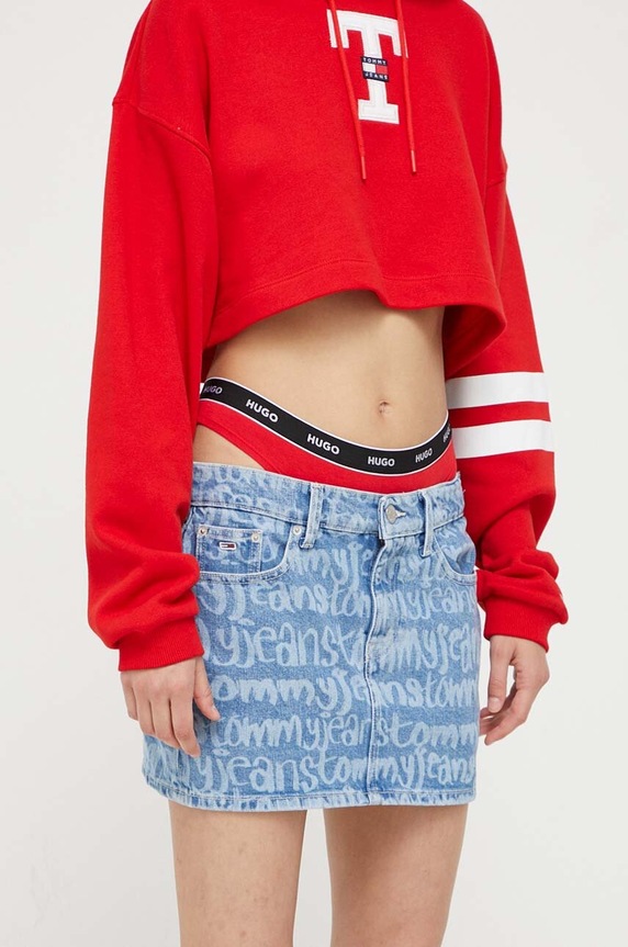 Rifľová sukňa Tommy Jeans DW0DW16069 modrá AW23