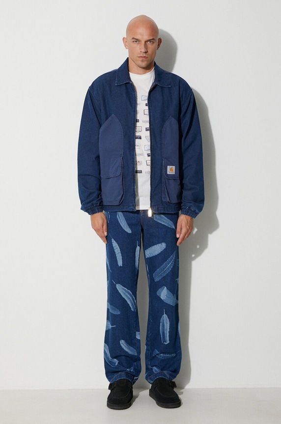 Τζιν παντελόνι Marcelo Burlon Aop Wind Feathers CMYA033F23DEN0023401 σκούρο μπλε AW23