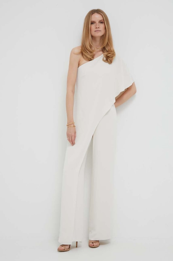 Lauren Ralph Lauren kombinezon tkanina beżowy 253909456