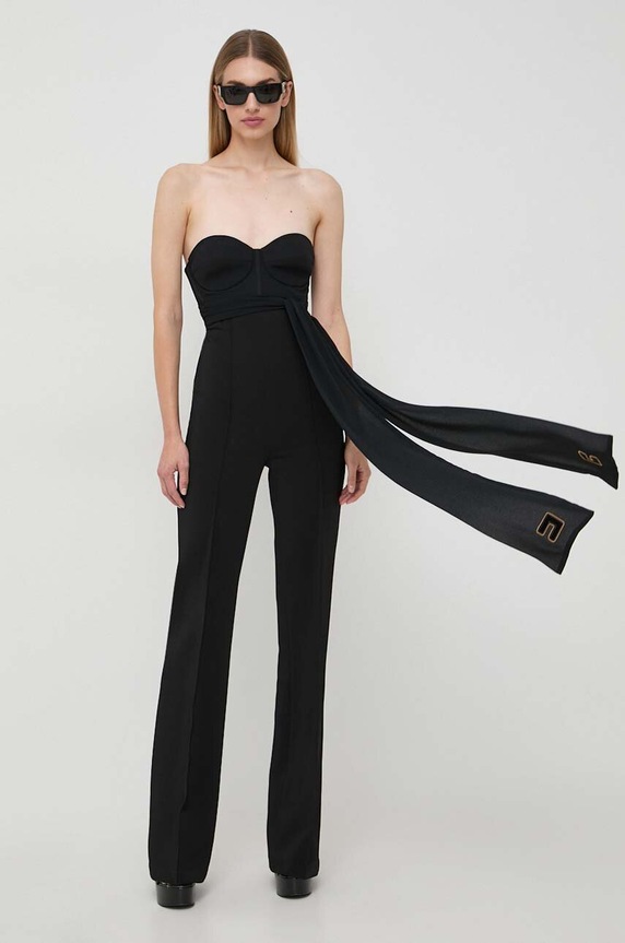 Elisabetta Franchi tuta elegante tessuto nero TU02337E2