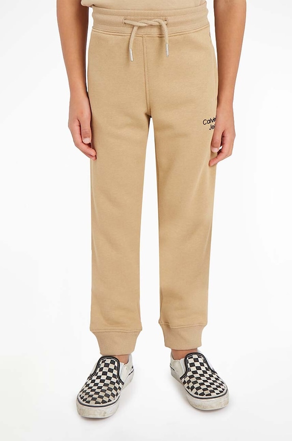 Παιδικό φούτερ Calvin Klein Jeans πλεκτό ύφασμα μπεζ IB0IB01282.9BYX