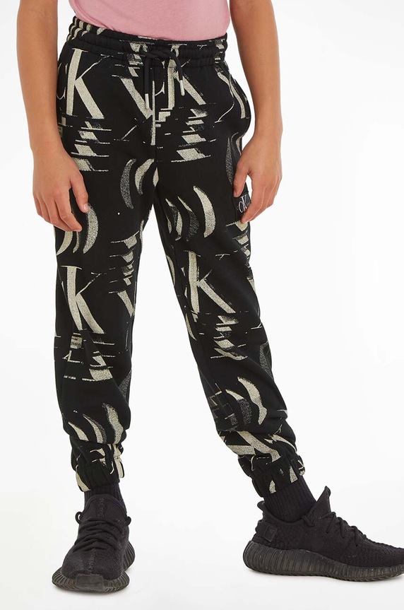 Παιδικό βαμβακερό παντελόνι Calvin Klein Jeans βαμβάκι μαύρο IB0IB01894.9BYX