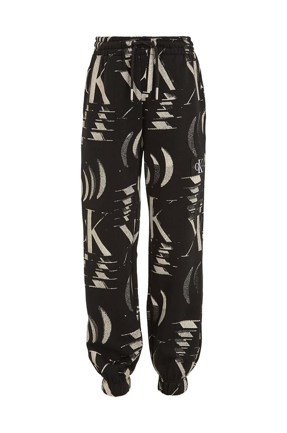 Παιδικό βαμβακερό παντελόνι Calvin Klein Jeans IB0IB01894.9BYX μαύρο AW23