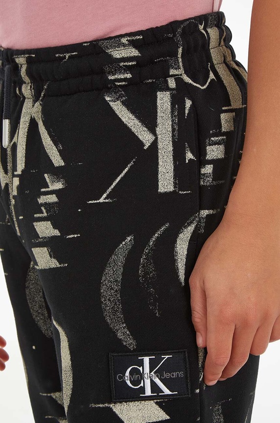 Παιδικό βαμβακερό παντελόνι Calvin Klein Jeans IB0IB01894.9BYX μαύρο