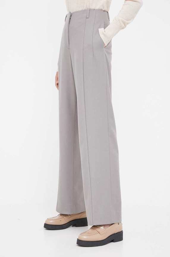 Calvin Klein spodnie wełniane tkanina szary K20K205676