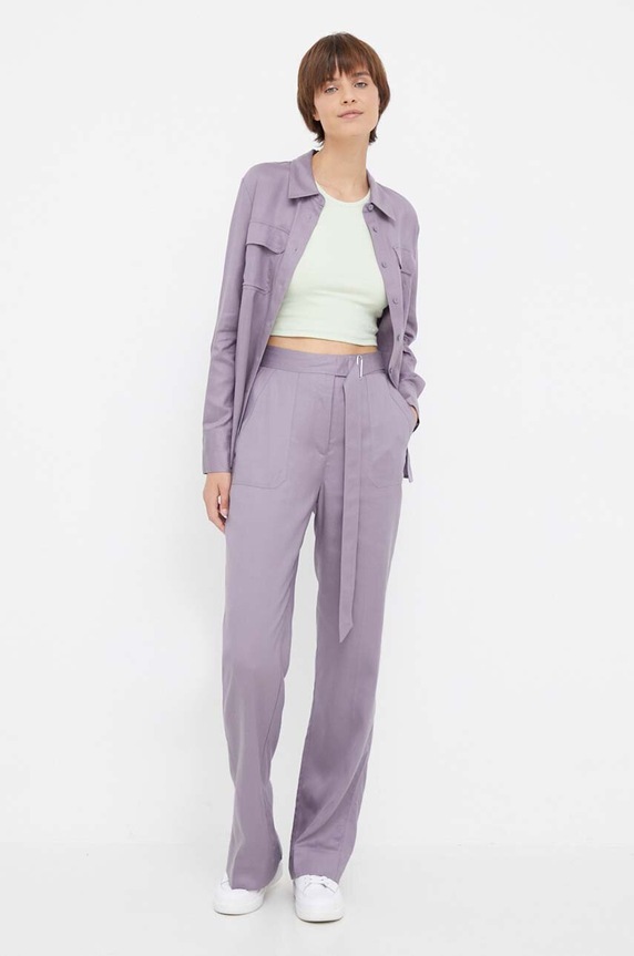 Calvin Klein spodnie K20K205687 fioletowy AW23