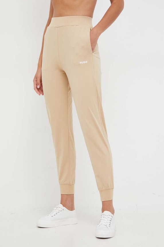 HUGO nadrág otthoni viseletre elasztánnal bézs 50490578