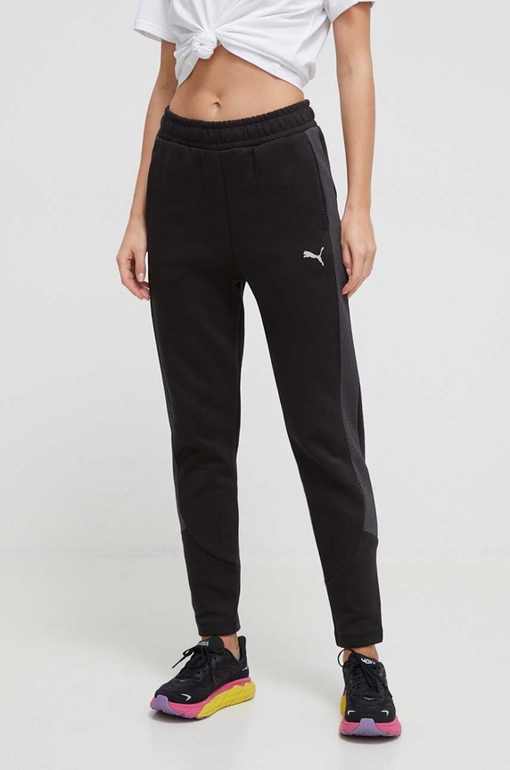 Puma spodnie treningowe Evostripe dzianina czarny 676075