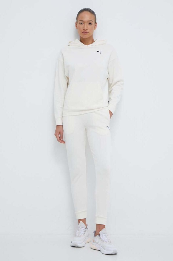 Puma spodnie dresowe bawełniane BETTER ESSENTIALS 675989 beżowy SS24