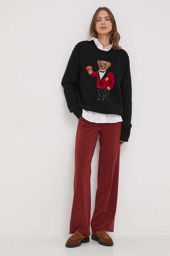 Nohavice United Colors of Benetton 4LUVDF059.1G2 burgundské AW23