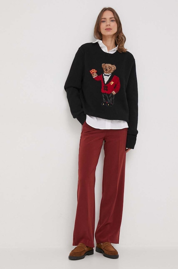 Nohavice United Colors of Benetton 4LUVDF059.1G2 burgundské AW23