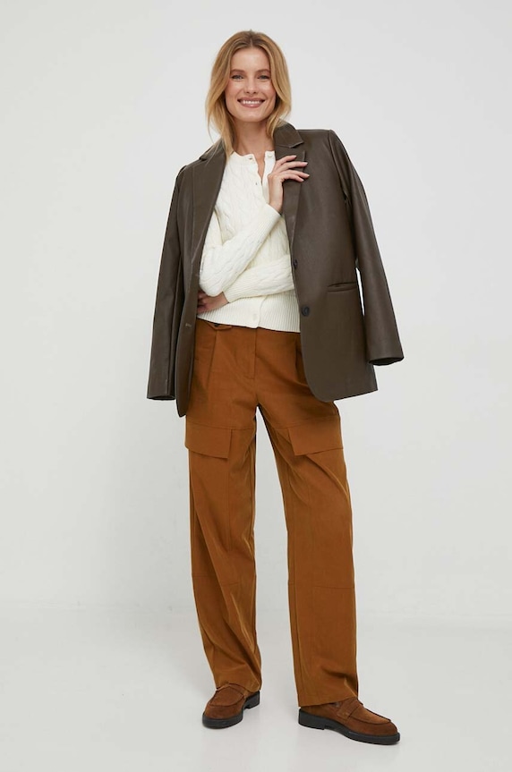 Nohavice Sisley 44VZLF03Y.30D hnedá AW23