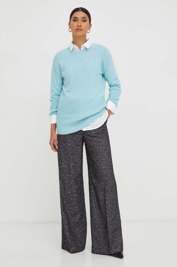 Hlače s primjesom vune BOSS 50498474 crna AW23