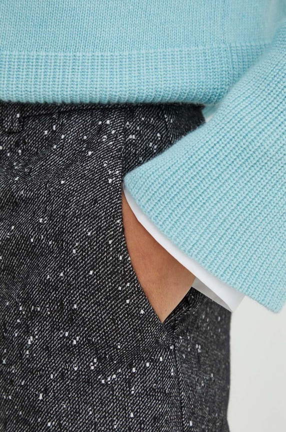 Hlače s primjesom vune BOSS crna 50498474