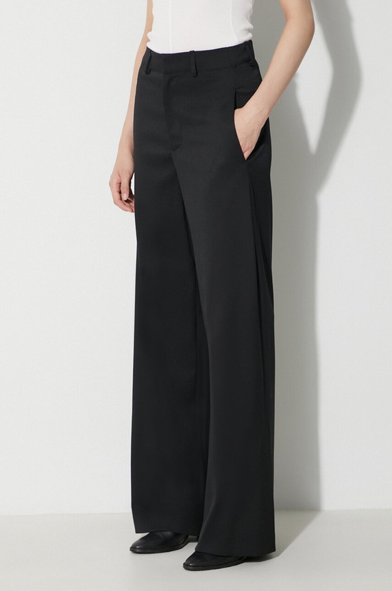 MM6 Maison Margiela pantaloni din lână drept negru S62KB0178