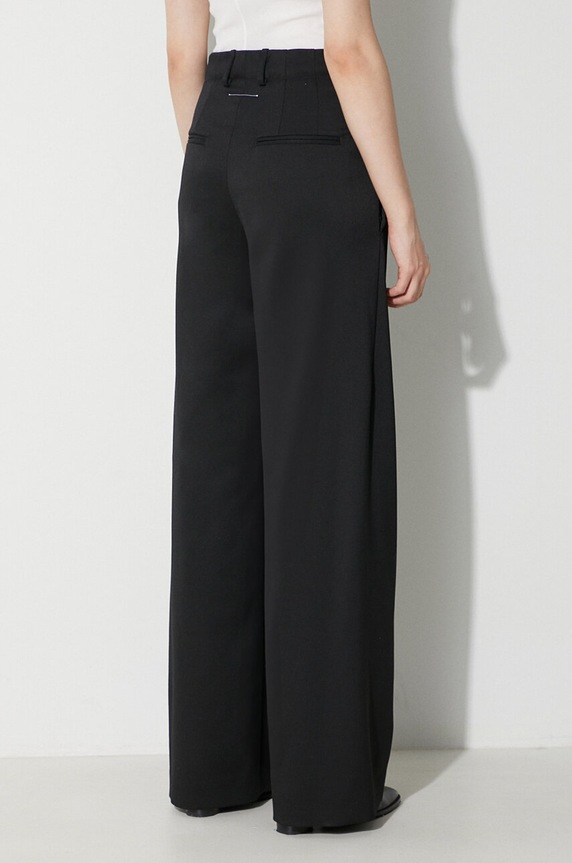 Îmbrăcăminte MM6 Maison Margiela pantaloni din lână S62KB0178 negru