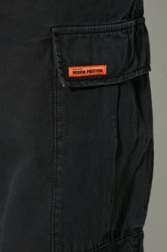 Heron Preston spodnie z domieszką lnu Vintage Wash Canvas Cargo czarny HWCF008F23FAB0011000