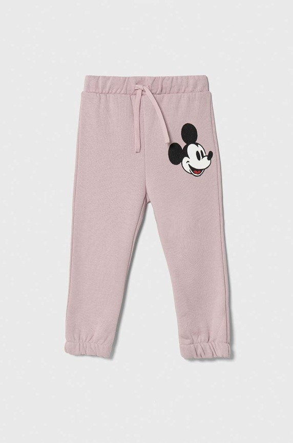 Παιδικό βαμβακερό παντελόνι United Colors of Benetton x Disney στάμπα μωβ 3J68GF03G.P.SEASONAL