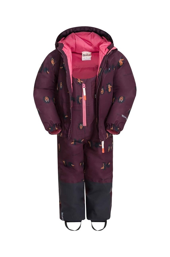 Момче Детски зимен спортен панталон Jack Wolfskin GLEEL 2L INS PRINT BIB 1610451 бордо