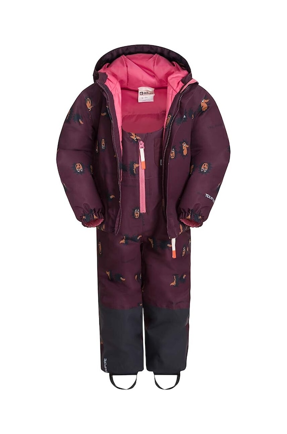 Момче Детски зимен спортен панталон Jack Wolfskin GLEEL 2L INS PRINT BIB 1610451 бордо
