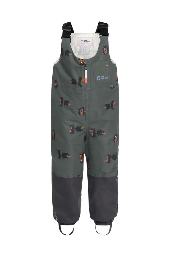 Παιδικό χειμερινό αθλητικό παντελόνι Jack Wolfskin GLEEL 2L INS PRINT BIB ύφασμα γκρί 1610451