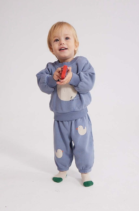 Kojenecké bavlněné tepláky Bobo Choses pletenina modrá 223AB060