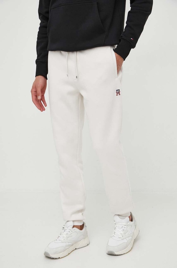 Παντελόνι φόρμας Tommy Hilfiger πλεκτό ύφασμα μπεζ MW0MW32059